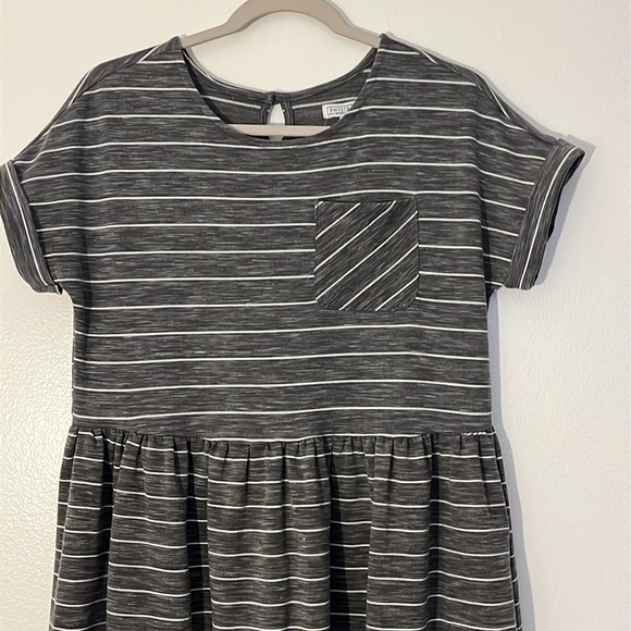Sweet Salt | Striped Heather gray & white midi dress Women’s size S modest - Picture 2 of 8